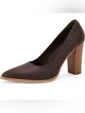 Classic Pointed-Toe Block Heel Pump in Dark Brown, size 8, NEVER WORN